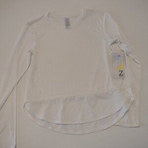 NWT Z by Zella Girls Long Sleeve Loose Fit White Shirt Size Lrg 10-12